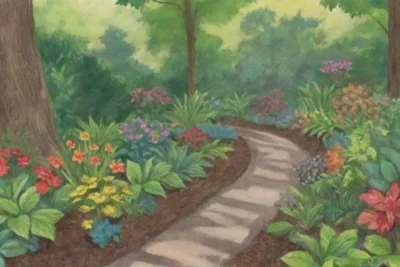 Un jardín sereno con hojas verdes