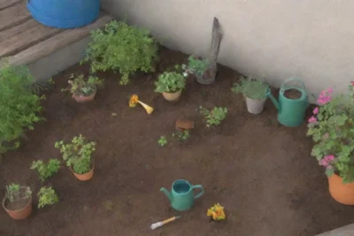 Un jardín vibrante con hierbas
