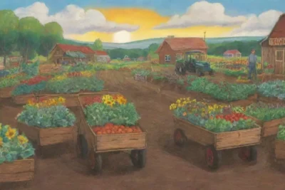 Un vibrante huerto comunitario lleno de cultivos