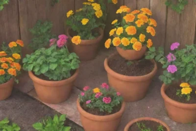 Un jardín vibrante y armonioso lleno de vida y colores