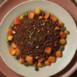 Un plato colorido con platos hechos con clavos