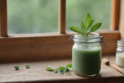 Un acogedor ambiente de cocina con fondo verde