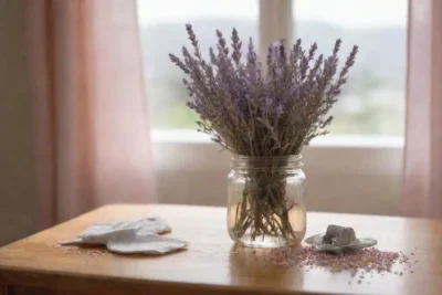 Un rincón acogedor y tranquilo con flores secas