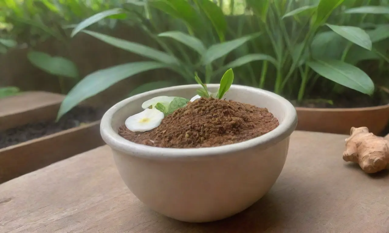Un vibrante entorno de cocina con jengibre fresco, té humeante y luz cálida