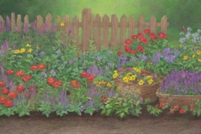 Un jardín vibrante y abundante lleno de vida y naturaleza