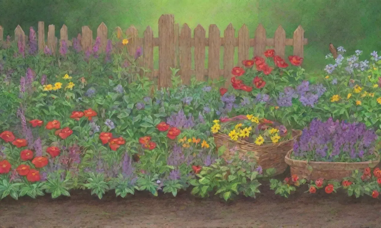 Un jardín vibrante y abundante lleno de vida y naturaleza