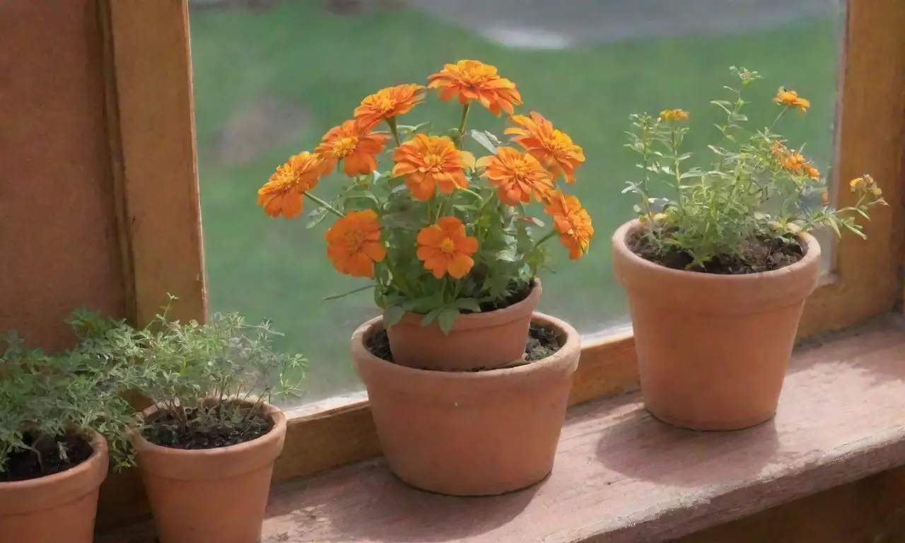 Un acogedor jardín interior lleno de vibrantes flores y plantas