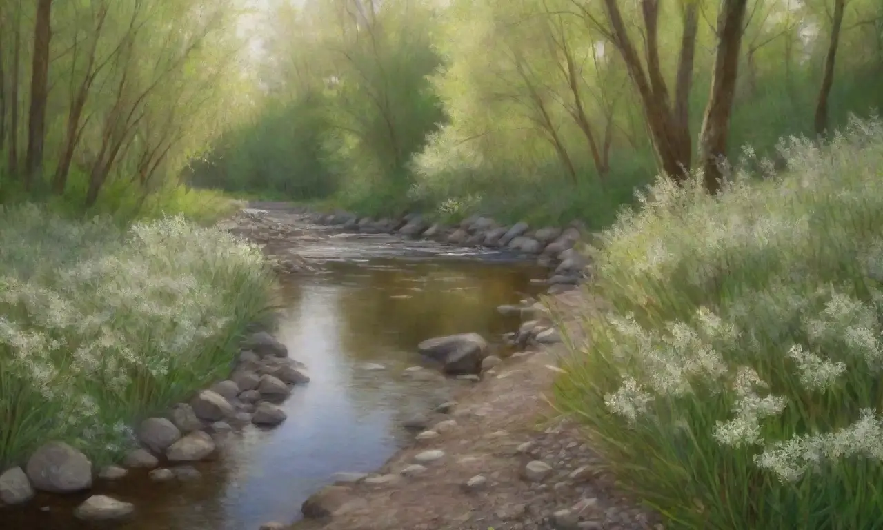 Un sereno paisaje ribereño con sauces