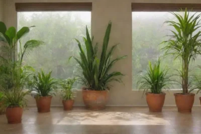 Un espacio interior sereno y vibrante lleno de plantas y naturaleza