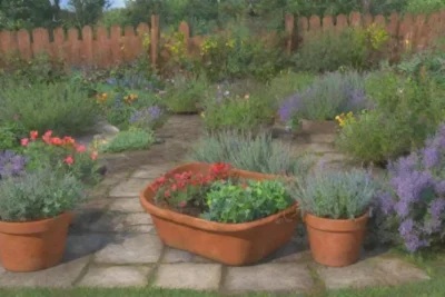 Un jardín vibrante lleno de plantas