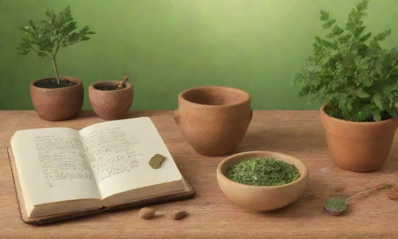 Un rincón acogedor con té herbal, hojas delicadas y una atmósfera serena