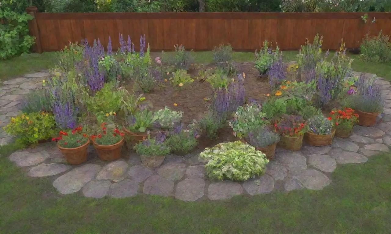 Un jardín vibrante y diverso lleno de vida y color