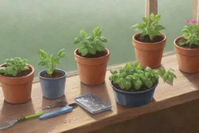 Un jardín vibrante con hierbas frescas