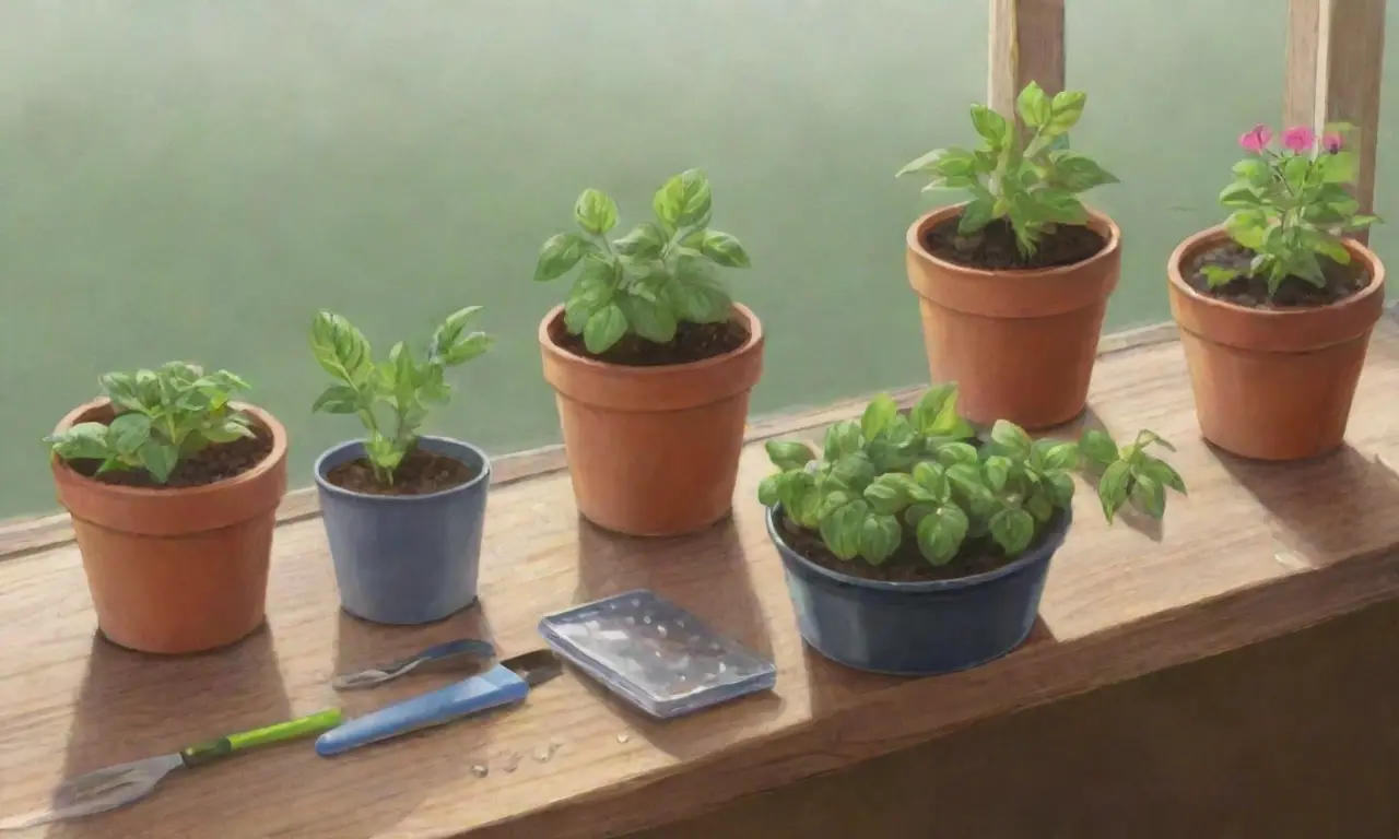 Un jardín vibrante con hierbas frescas