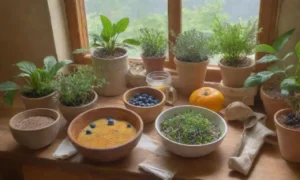 Un jardín vibrante y acogedor lleno de plantas
