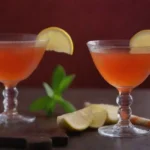 Cocteles y tés coloridos con rebanadas de jengibre frescas y adornos.