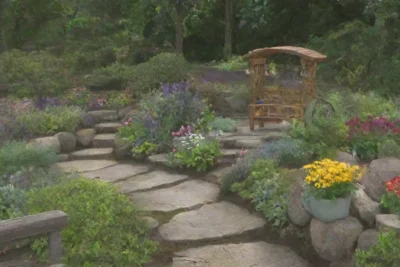 Un jardín vibrante y sereno lleno de flores