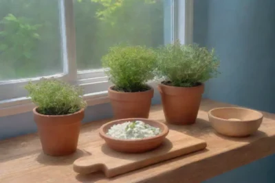 Una cocina serena y acogedora con luz natural