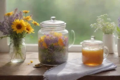 Un acogedor ambiente de cocina con flores coloridas