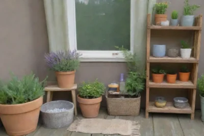 Un jardín sereno y aromático lleno de hierbas y flores