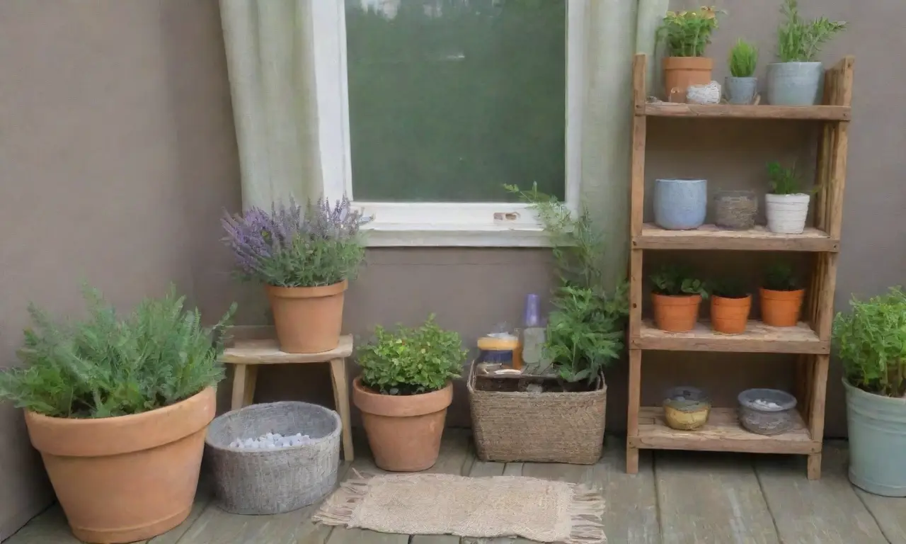 Un jardín sereno y aromático lleno de hierbas y flores