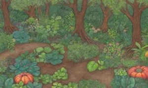 Un jardín sereno y vibrante que fusiona naturaleza y ciencia