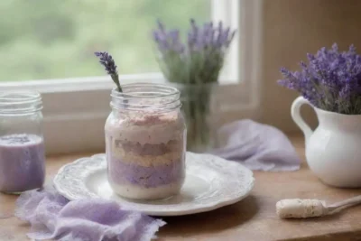 Un encantador escenario de cocina con lavanda