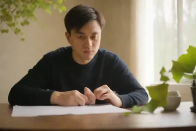 Ginkgo biloba sale con un fondo de una persona que estudia o trabaja