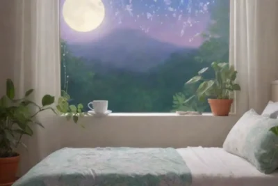 Una escena serena y acogedora llena de colores suaves
