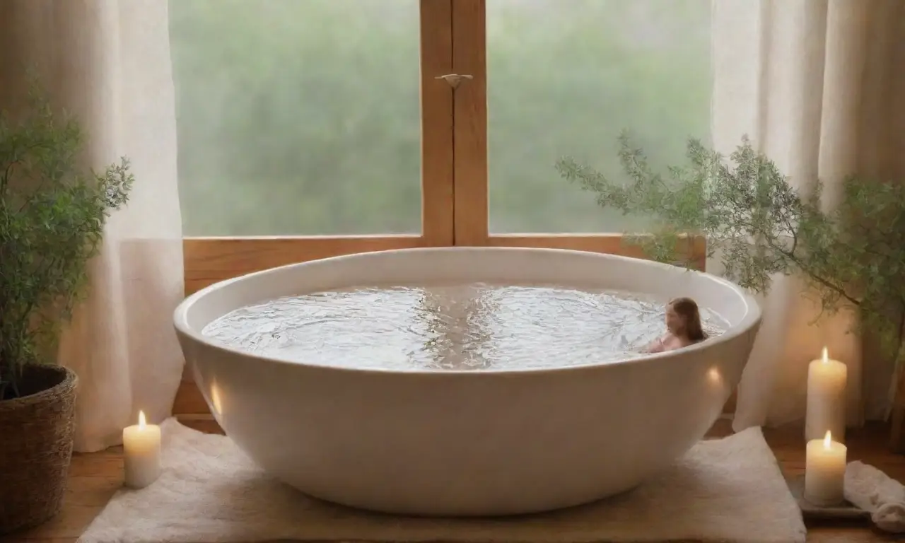 Un baño de avena suave y cremoso en un ambiente tranquilo y acogedor