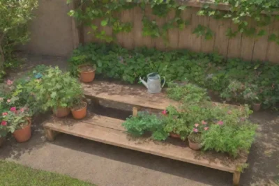 Un jardín vibrante y armonioso lleno de vida y color