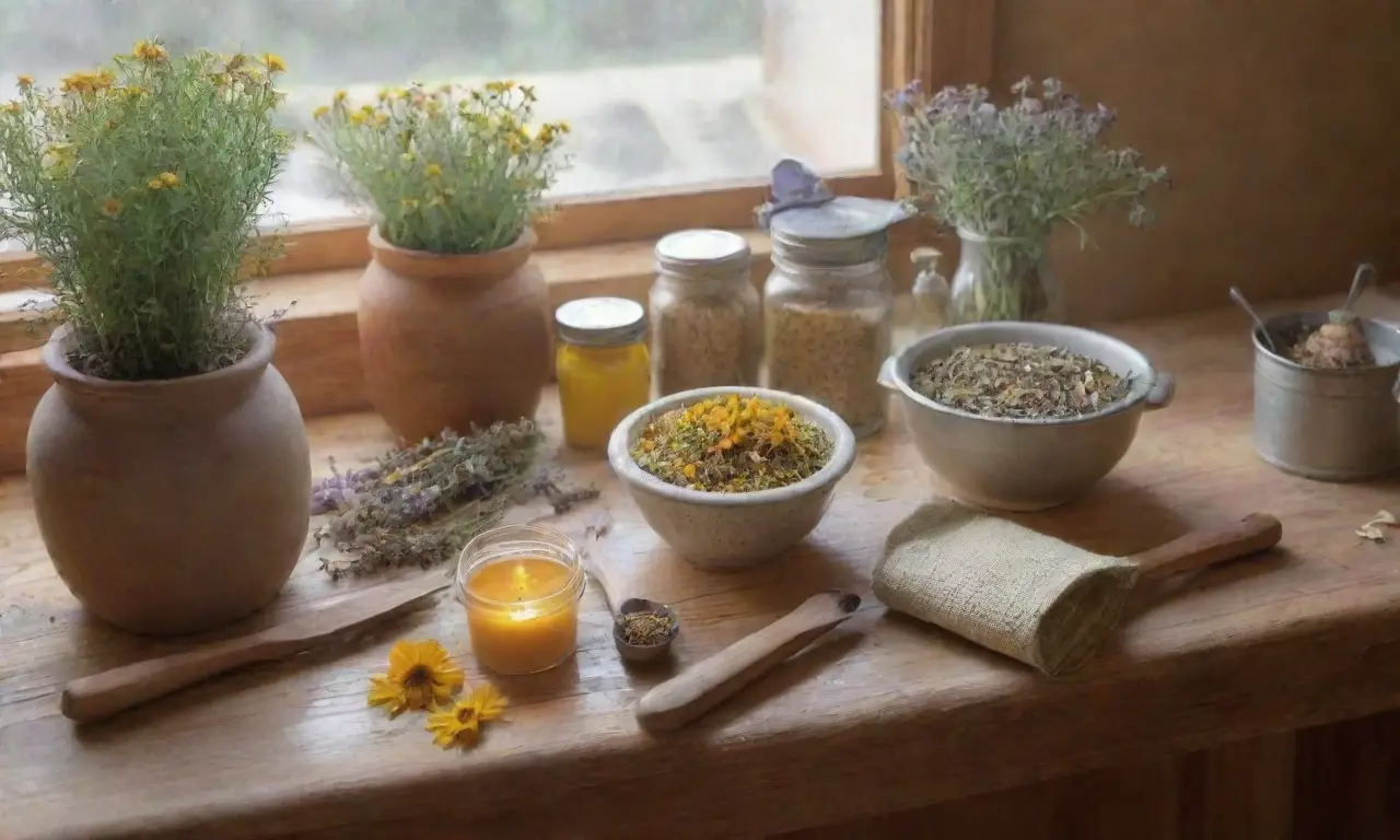 Una acogedora cocina rústica llena de hierbas, aromas y creatividad