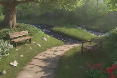 Un sereno bosque con flores