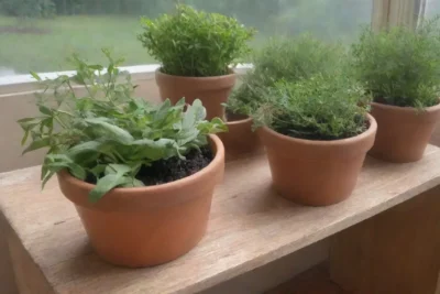Un acogedor rincón de cocina lleno de hierbas frescas y aromas naturales