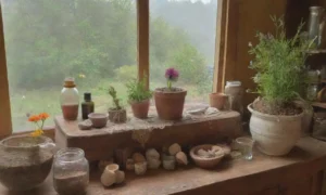 Un jardín vibrante y acogedor lleno de hierbas