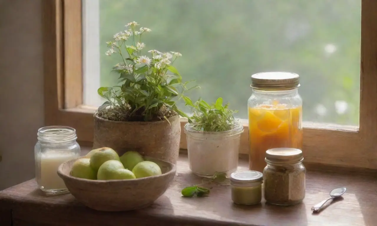 Un acogedor rincón de cocina lleno de naturaleza