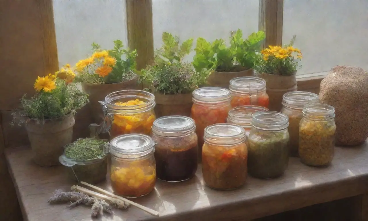Un rincón acogedor de la cocina con hierbas
