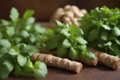 Una muestra de hierbas frescas como menta