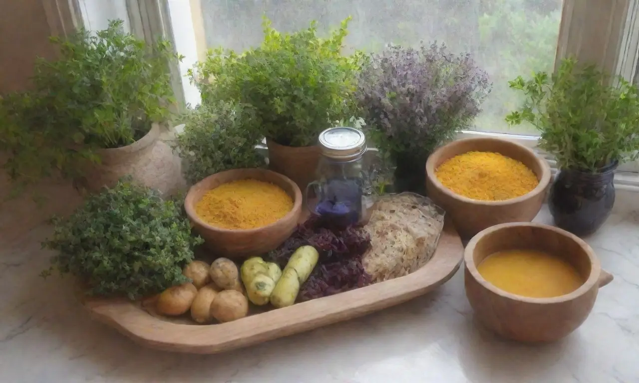 Una acogedora cocina llena de hierbas frescas