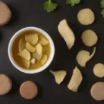hojas de ginkgo biloba mostradas junto con iconos digestivos de salud