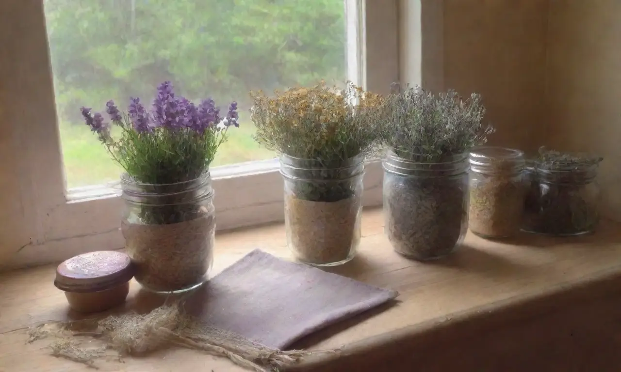 Un rincón acogedor lleno de flores secas, hierbas y un toque de lavanda