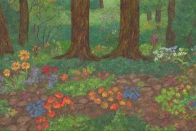 Un vibrante ecosistema de vida vegetal florece en un entorno lleno de colores y aromas