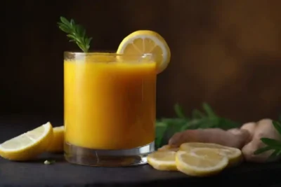 Un vaso vibrante de cúrcuma y jengibre