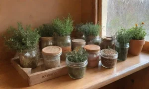 Un acogedor rincón de cocina lleno de hierbas secas