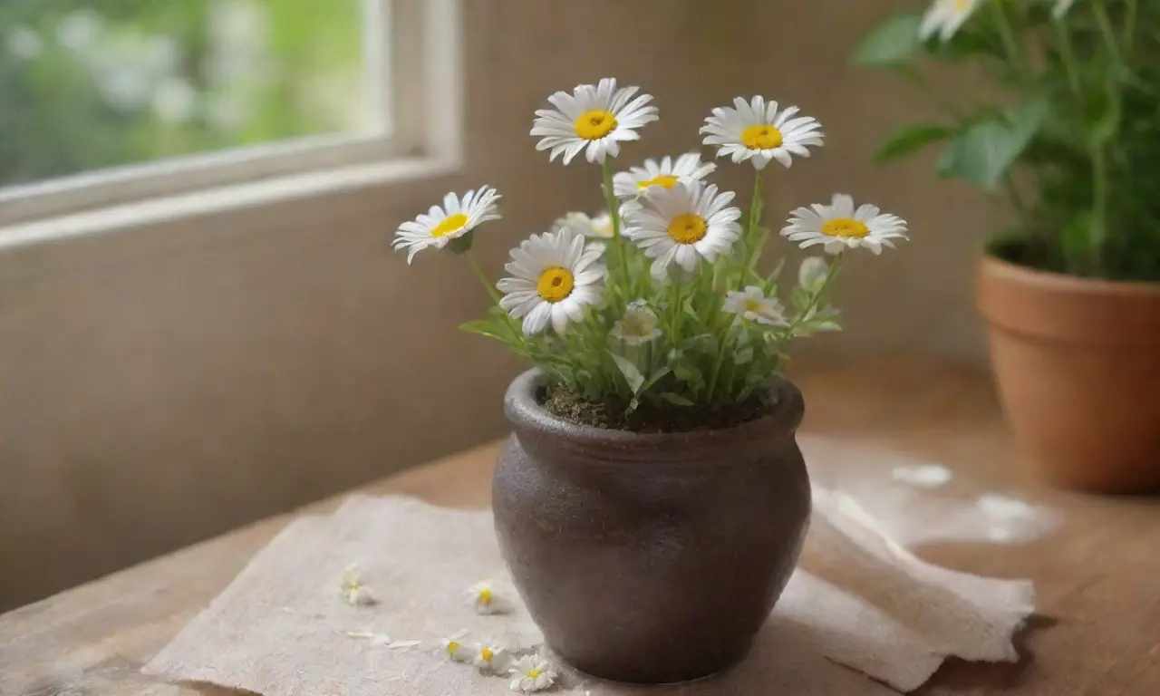 Un ambiente sereno con flores, hierbas y luz natural