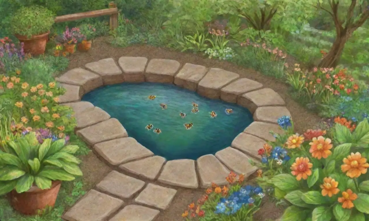 Un jardín sereno y vibrante lleno de vida y colores