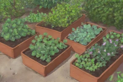 Un jardín vibrante y armonioso lleno de vida y colores