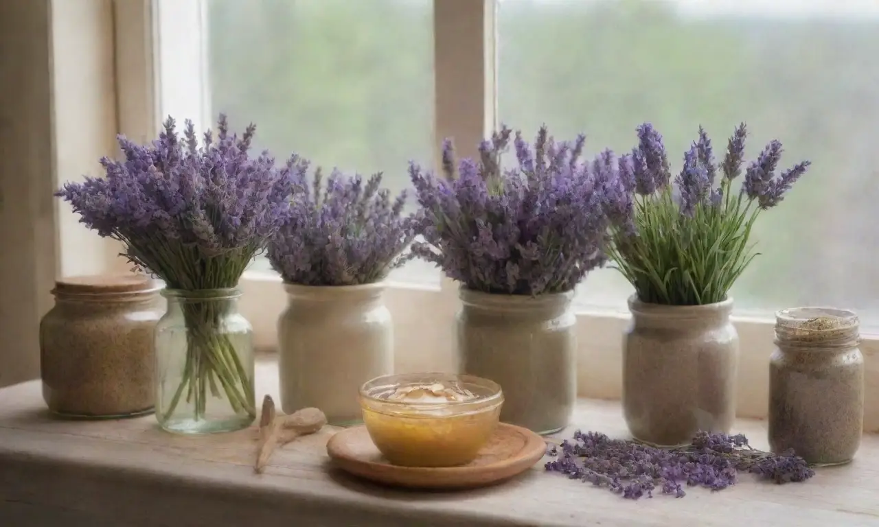 Un acogedor ambiente de cocina con lavanda, miel, té y utensilios vintage