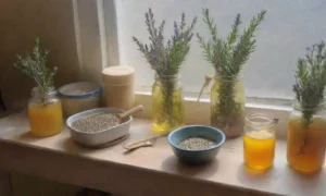 Un acogedor rincón de cocina con hierbas