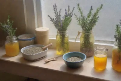 Un acogedor rincón de cocina con hierbas